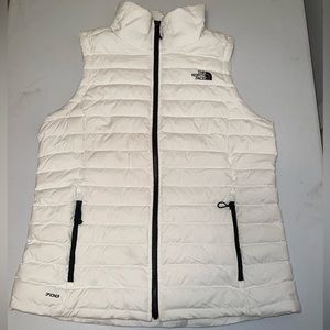 White North Face Vest Black Zipper Womens Size Large